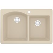 Karran USA Quartz QT 33" Drop In Double Basin Quartz Composite Kitchen Sink Bisque