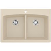 Karran USA Drop-in Quartz/Granite 33" 1-Hole 50/50 Double Bowl Kitchen Sink Bisque