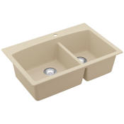 Karran USA Quartz QT 33" Drop In Double Basin Quartz Composite Kitchen Sink Bisque
