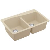Karran USA Quartz QT 34" Drop In Double Basin Quartz Composite Kitchen Sink Bisque