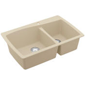 Karran USA Quartz QT 34" Drop In Double Basin Quartz Composite Kitchen Sink Bisque