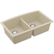 Karran USA Quartz QU 32" Undermount Double Basin Quartz Composite Kitchen Sink Bisque