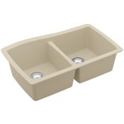 Karran USA Quartz QU 33-1/2" Undermount Double Basin Quartz Composite Kitchen Sink Bisque
