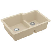 Karran USA Quartz QU 32" Undermount Double Basin Quartz Composite Kitchen Sink Bisque