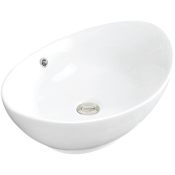 Karran USA Valera 22-7/8" Oval Vitreous China Vessel Bathroom Sink with Overflow White
