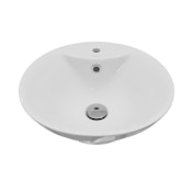 Karran USA Valera 18-7/8" Circular Vitreous China Vessel Bathroom Sink with Overflow and 1 Faucet Hole White