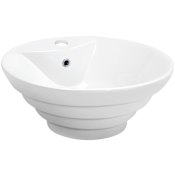 Karran USA Valera 18-7/8" Circular Vitreous China Vessel Bathroom Sink with Overflow and 1 Faucet Hole White