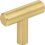 KasaWare Modern Pack of (10) - 1-9/16" Wide Sleek T Bar Cabinet / Drawer / Furniture Knobs Brushed Gold