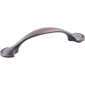 KasaWare Vintage Pack of (2) - 3" Center to Center Soft Arch Half Spoon Foot Cabinet Pulls Brushed Oil Rubbed Bronze