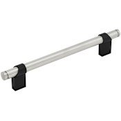 Keeler Sydney 6-5/16" Center to Center Solid Brass Split Finish Custom Luxury Cabinet Bar Handle / Drawer Bar Pull Matte Oil Rubbed Bronze / Satin Nickel