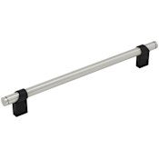 Keeler Sydney 8-13/16" Center to Center Solid Brass Split Finish Custom Luxury Cabinet Bar Handle / Drawer Bar Pull Matte Oil Rubbed Bronze / Satin Nickel