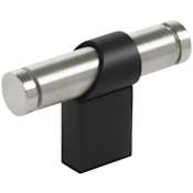 Keeler Sydney 2-1/4" T Bar Solid Brass Split Finish Custom Luxury Cabinet / Drawer T Bar Knob - Exclusive Matte Oil Rubbed Bronze / Satin Nickel
