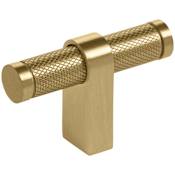 Keeler Beaumont 2-1/4" T Bar Diamond Knurled Solid Brass Custom Luxury Exclusive Cabinet / Drawer Bar Knob Satin Brass