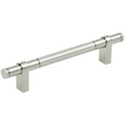 Keeler Marianna 5-1/16" Center to Center Solid Brass Ridged Barrel Custom Exclusive Cabinet Bar Handle Polished Nickel