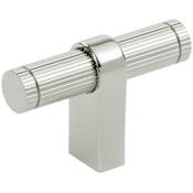 Keeler Marianna 2-1/4" Reeded T Bar Solid Brass Custom Exclusive Cabinet / Drawer Bar Knob Polished Nickel