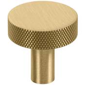 Keeler Beaumont 1-1/4" Solid Brass Diamond Knurled Luxury Custom Exclusive Round Disc Cabinet / Drawer Knob Satin Brass
