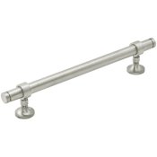 Keeler Cordelia 6-5/16" Center to Center Modern Industrial Solid Brass Custom Exclusive Cabinet Bar Handle / Drawer Bar Pull Satin Nickel