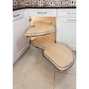 Kessebohmer LeMans Series Right Swing Medium 36-1/4" Wide Blind Corner Organizer with Soft Close Function Kit Champagne / Maple