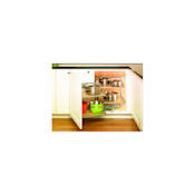 Kessebohmer Magic Corner Series Left Swing 19-3/4" Wide Blind Corner Organizer with Soft Close Function Kit Champagne / Maple