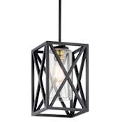 Kichler Moorgate Single Light 8" Wide Mini Pendant with Clear Glass Shade Black