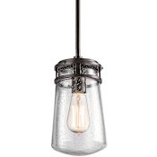 Kichler Lyndon Single Light 6" Wide Pendant with Seedy Glass Shade Architectural Bronze