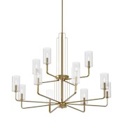 Kichler Kimrose 41" Wide 12 Light Chandelier with Clear Fluted Glass Shades Brushed Natural Brass