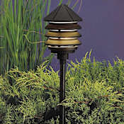 Kichler Six Groove 10" 3-Tier Incandescent Path or Bollard Light Textured Black