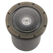 Kichler VLO 7" Wide LED In-Ground Well Light with 15° Beam Spread - 3000K Centennial Brass