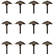 Kichler Round Tiered 21" Tall 3000K LED Path and Spread Light - Set of (12) Lights Aged Bronze