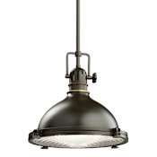 Kichler Hatteras Bay Single Light 12" Wide Pendant with Fresnel Lens Olde Bronze