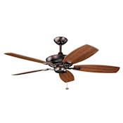 Kichler Canfield 52" 5 Blade Indoor Ceiling Fan with Blades, Downrod and Pull Chain Oil Brushed Bronze