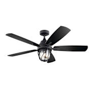 Kichler Lydra 52" 5 Blade Indoor / Outdoor LED Ceiling Fan with Wall Control Distressed Black