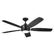 Kichler Tranquil 56" 5 Blade Indoor / Outdoor LED Ceiling Fan with Remote Control Satin Black