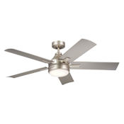 Kichler Tide 52" 5 Blade Indoor / Outdoor LED Ceiling Fan with Remote Control Brushed Nickel