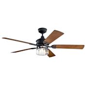 Kichler Lyndon Patio 60" 5 Blade Indoor / Outdoor Ceiling Fan Distressed Black