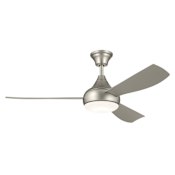 Kichler Ample 54" 3 Blade Indoor / Outdoor LED Ceiling Fan with Opal Glass Shade Brushed Nickel