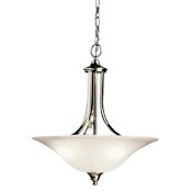 Kichler Dover 3 Light 18" Wide Pendant with Etched Glass Bowl Shade Brushed Nickel