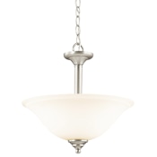 Kichler Wynberg 2 Light Semi-Flush Indoor Ceiling Fixture / Converts to Pendant Brushed Nickel
