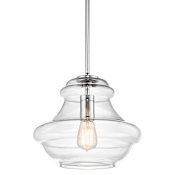 Kichler Everly Single Light 12" Wide Pendant with Clear Schoolhouse Style Shade Chrome