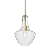 Kichler Everly 11" Wide 1 Light Pendant Natural Brass / Clear