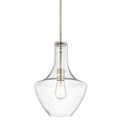 Kichler Everly Single Light 11" Wide Pendant with Seedy Glass Shade Brushed Nickel