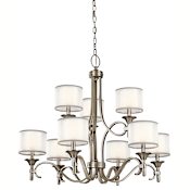 Kichler Lacey 9 Light 34" Wide 2-Tier Chandelier with Organza Shades and Diffusers Antique Pewter