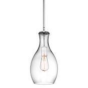 Kichler Everly Single Light 7" Wide Mini Pendant with Clear Teardrop Glass Shade Chrome