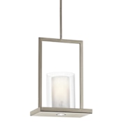 Kichler Triad Dual Lit 2 Light Pendant with Cylindrical Glass Shade Classic Pewter