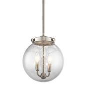 Kichler Holbrook 10" Wide 2 Light Mini Pendant with Round Seedy Glass Shade Brushed Nickel