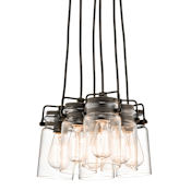 Kichler Brinley 6 Light 12" Wide Pendant with Canning Jar Style Shades Olde Bronze