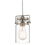 Kichler Brinley Single Light 5" Wide Mini Pendant with Canning Jar Style Shade Brushed Nickel