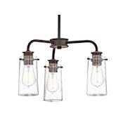 Kichler Braelyn 3 Light Convertible 18" Seeded Glass Pendant / Ceiling Light Olde Bronze