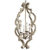 Kichler Hayman Bay Single-Tier Mini Chandelier with 4 Lights - 72" Chain Included - 16 Inches Wide Distressed Antique White