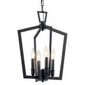 Kichler Abbotswell 4 Light 14" Wide Taper Candle Pendant Black